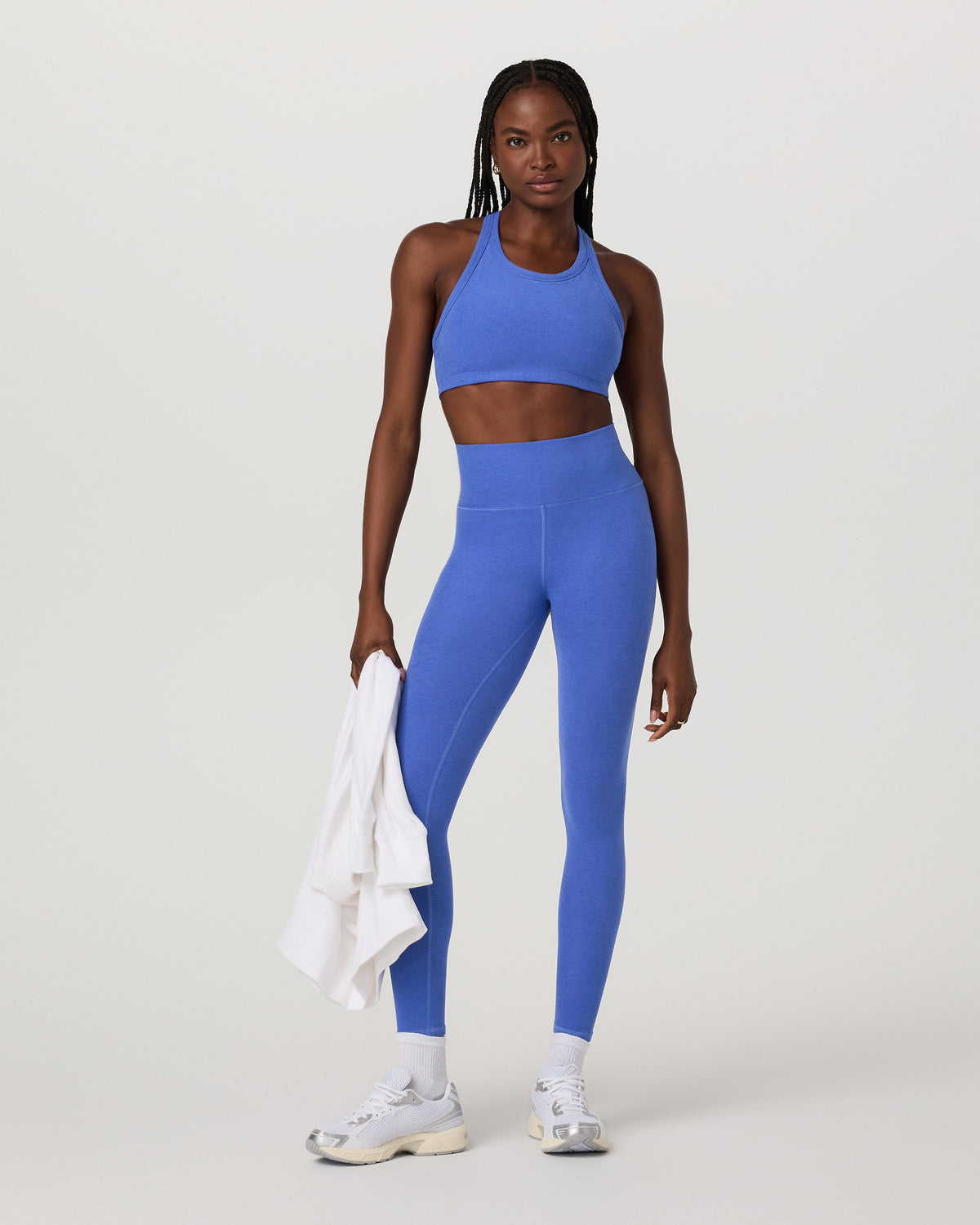 Women Vuori Elevation Racer Bra Women's Bright Iris Heather Sports Bra