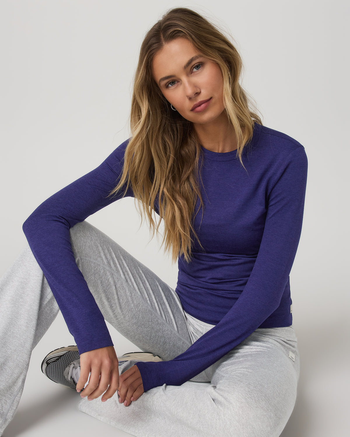Women|New Vuori Long Sleeve Halo Essential Crew Tee Stellar Sky Heather