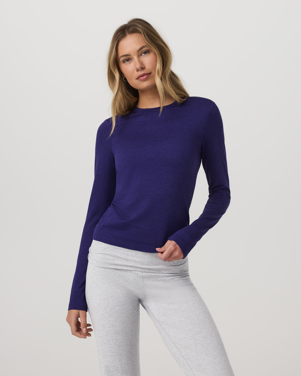 Women|New Vuori Long Sleeve Halo Essential Crew Tee Stellar Sky Heather