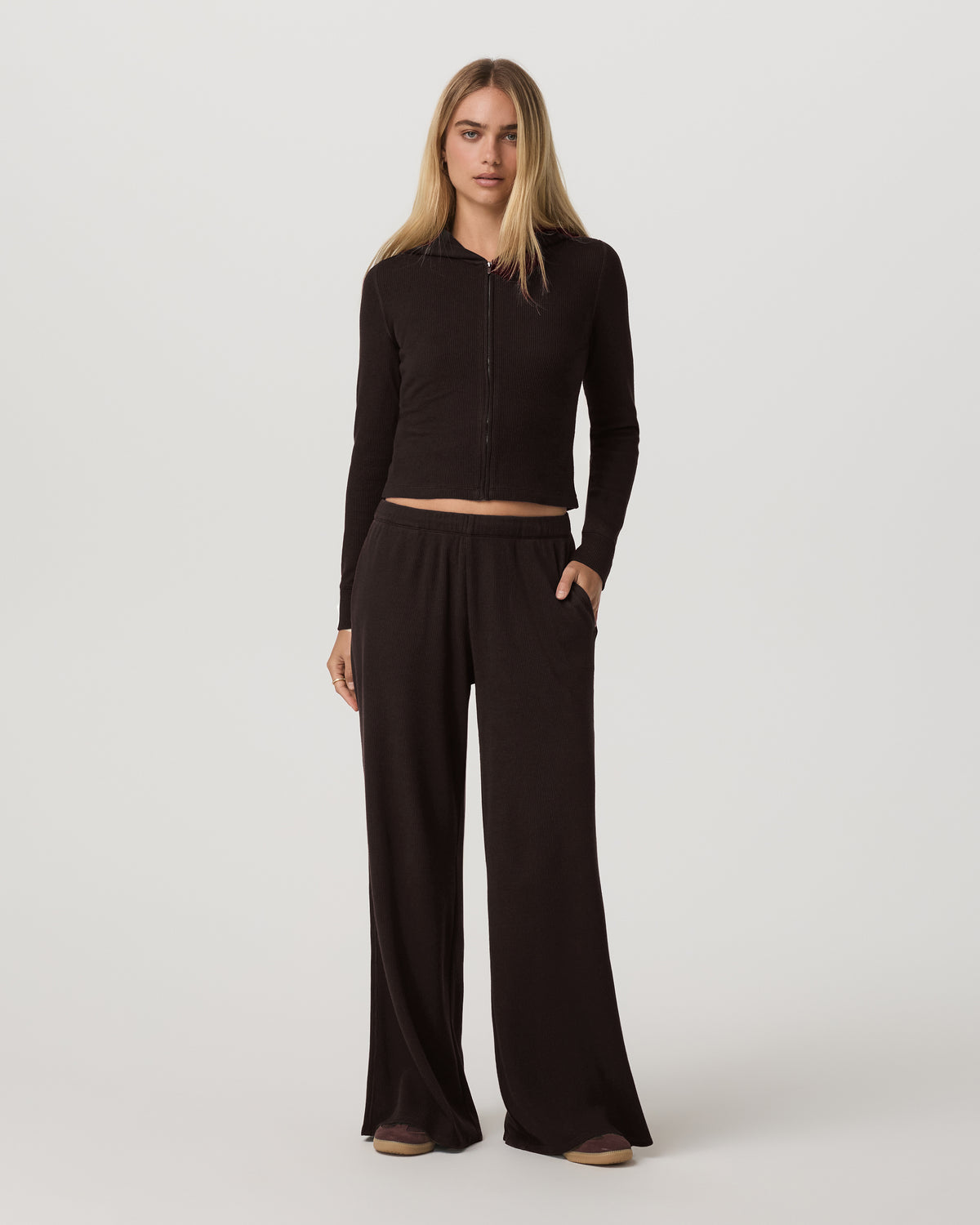 Women Vuori Waffle Wideleg Pant Women's Dark Java Waffle Knit Pants
