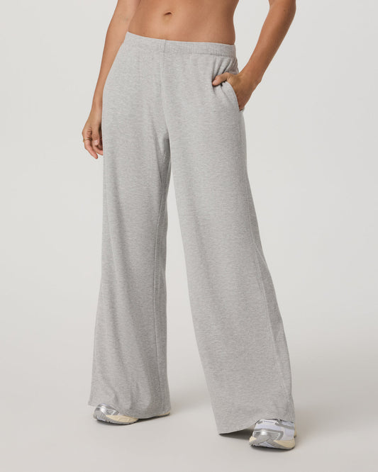 Women Vuori Waffle Wideleg Pant Women's Light Grey Waffle Knit Pants