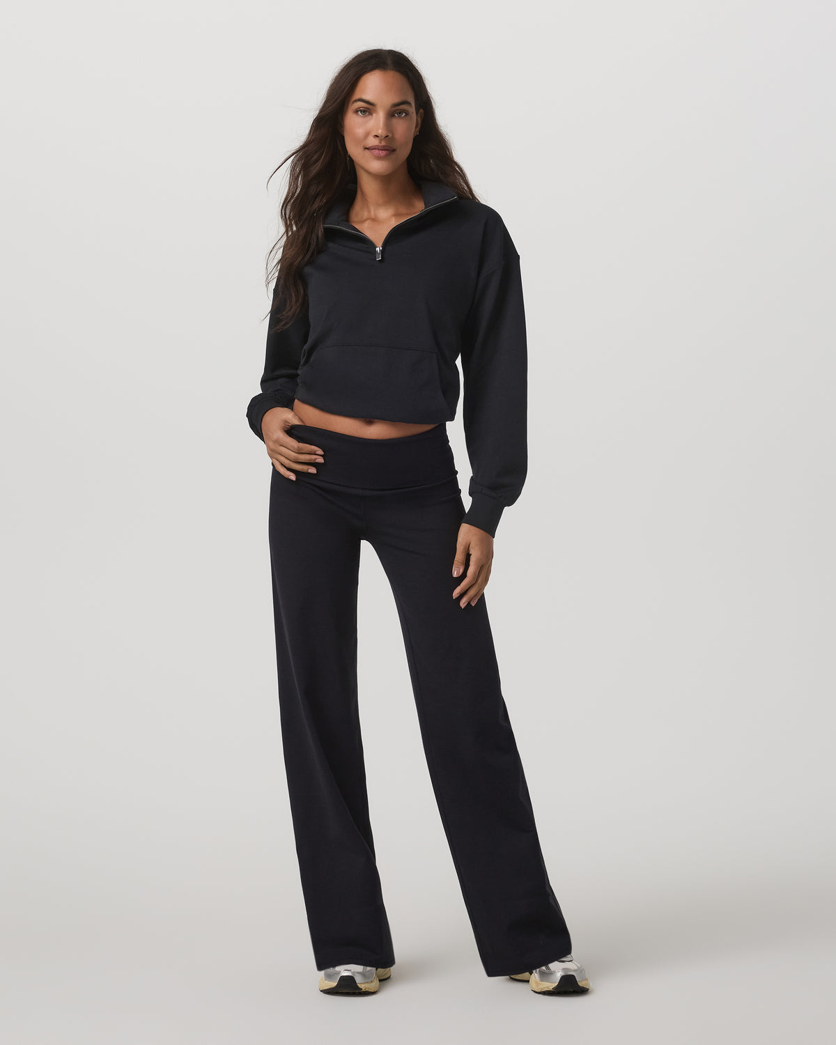Women|New Vuori Granite Foldover Straight Leg Women's Black Heather Pant