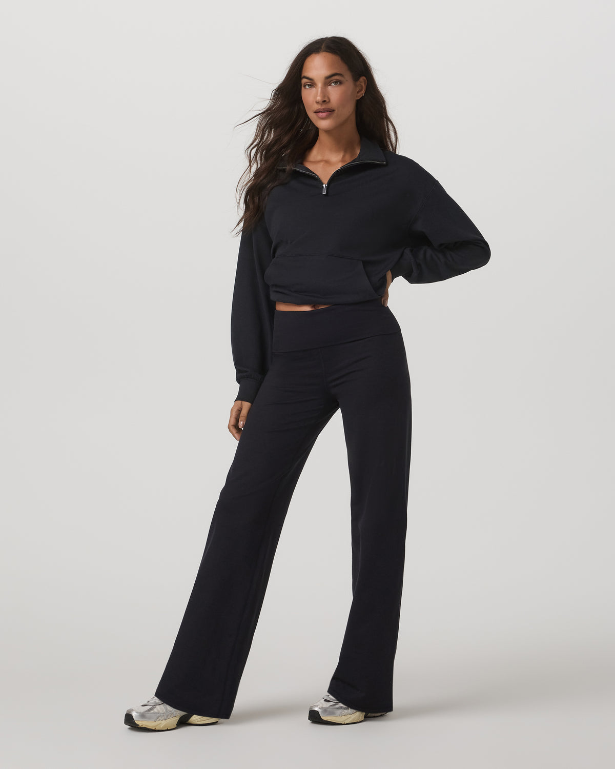Women|New Vuori Granite Foldover Straight Leg Women's Black Heather Pant