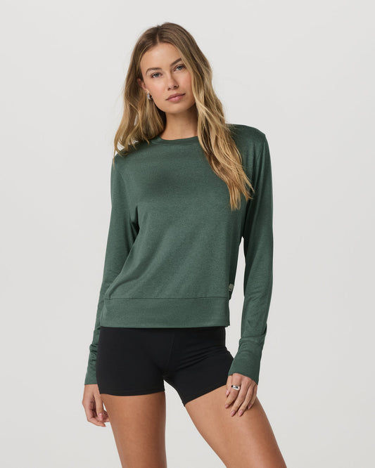 Women|New Vuori Daydream Crew Women's Agate Green Heather Long Sleeve