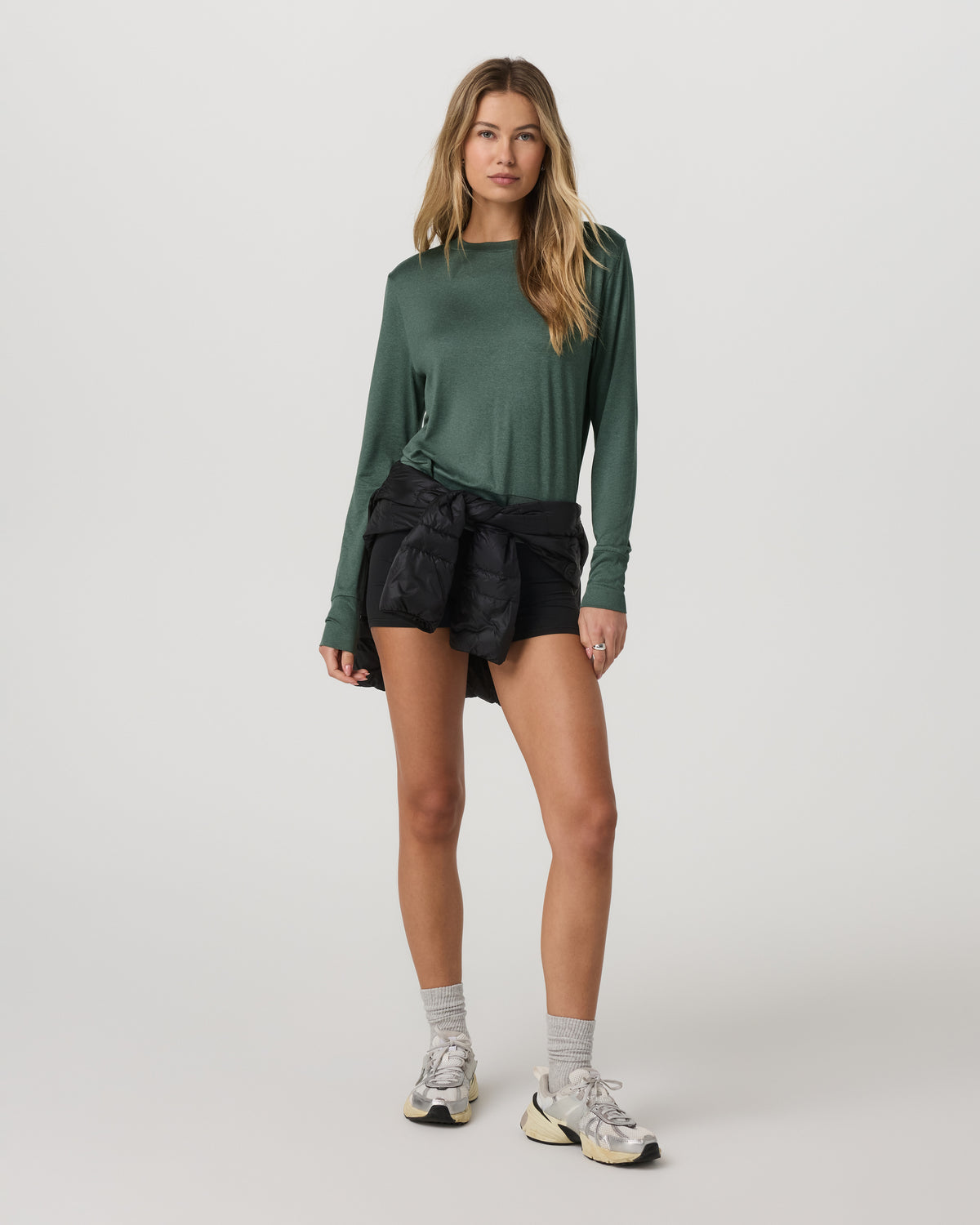 Women|New Vuori Daydream Crew Women's Agate Green Heather Long Sleeve