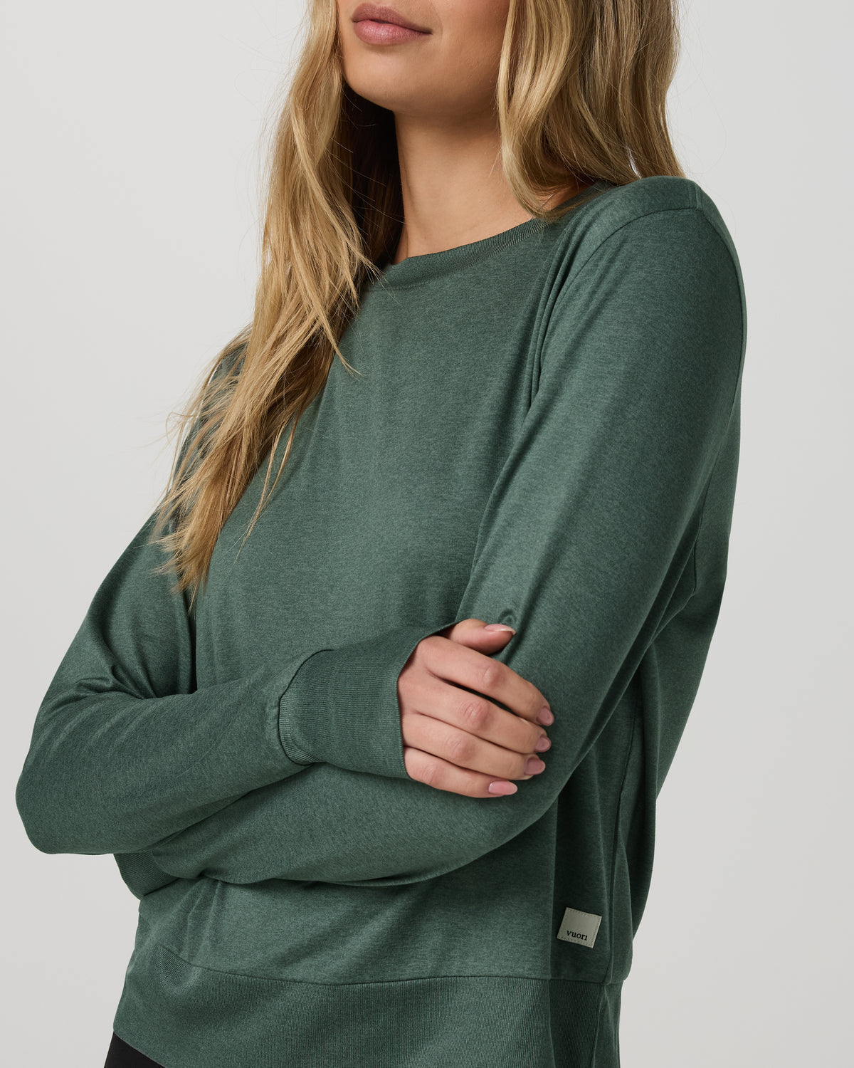 Women|New Vuori Daydream Crew Women's Agate Green Heather Long Sleeve