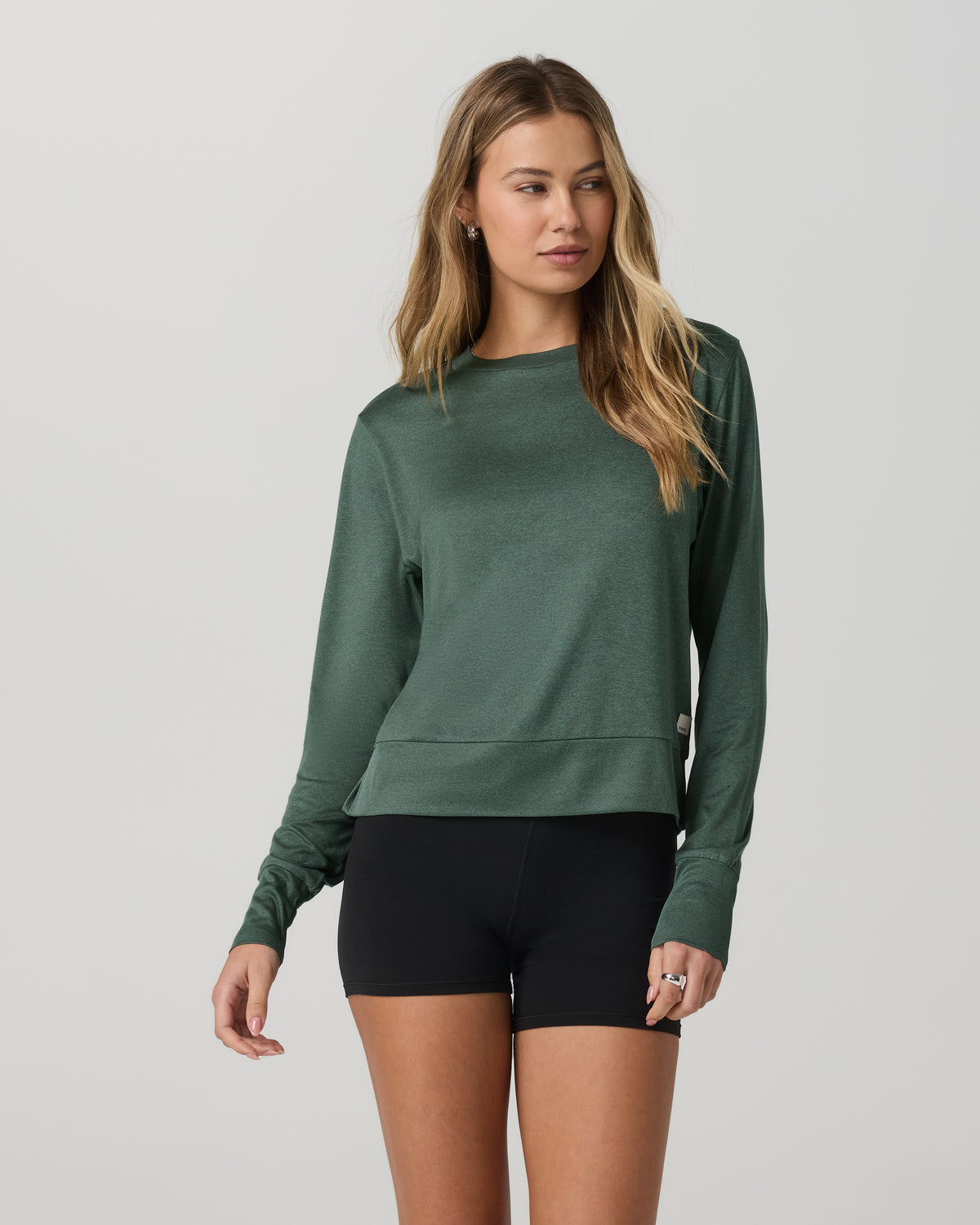 Women|New Vuori Daydream Crew Women's Agate Green Heather Long Sleeve