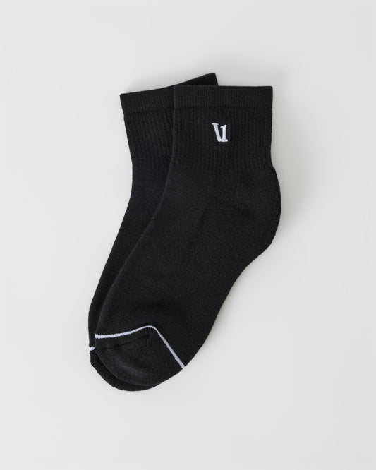 Women|Men|Accessories|New Vuori Quarter Crew V1 Sock 2.0 Black Quarter Crew Socks
