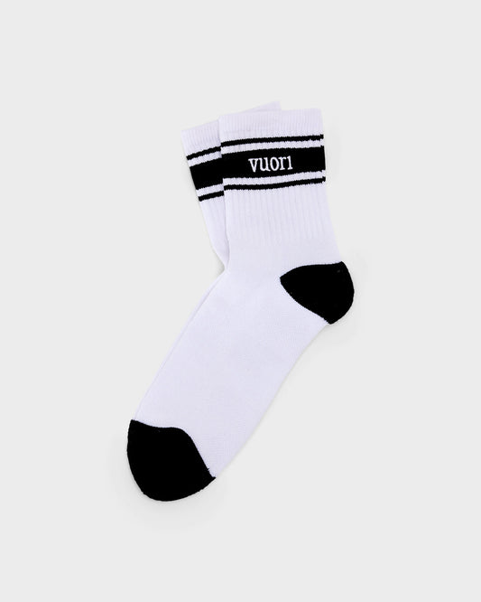 Women|Men|Accessories|New Vuori Half Crew Stripe Novelty Sock Black & White Stripe Socks