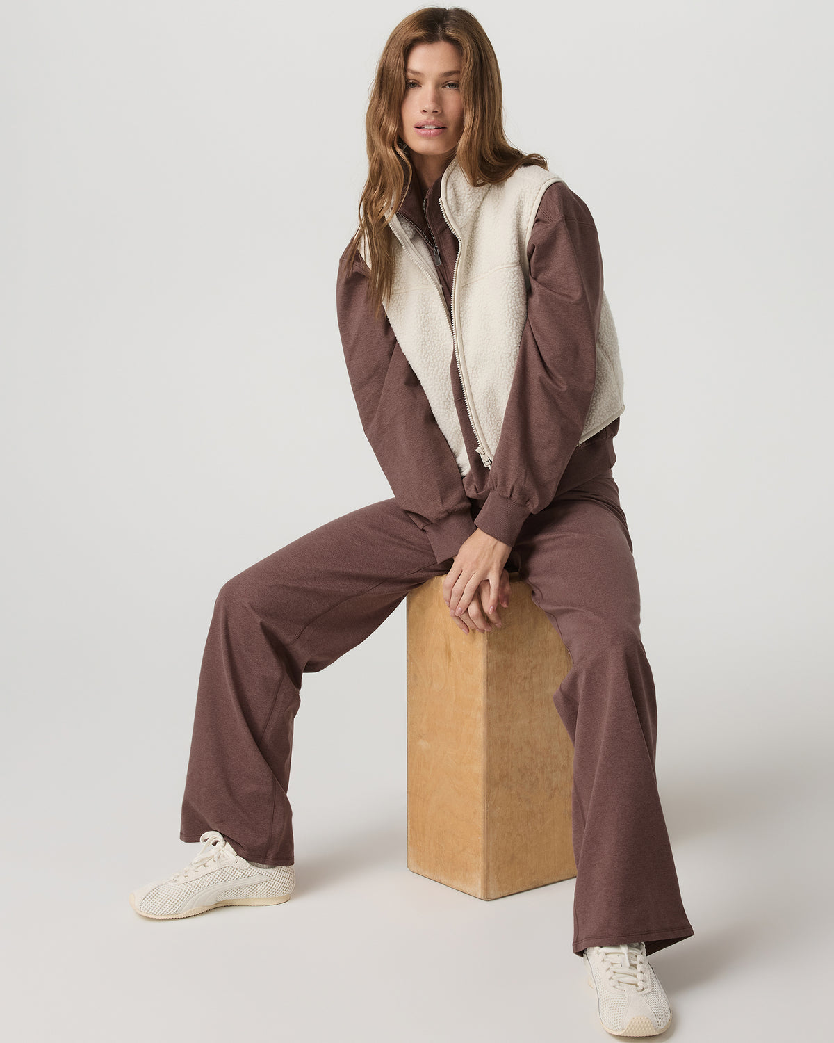Women|New Vuori Granite Foldover Straight Leg Women's Sable Heather Pant