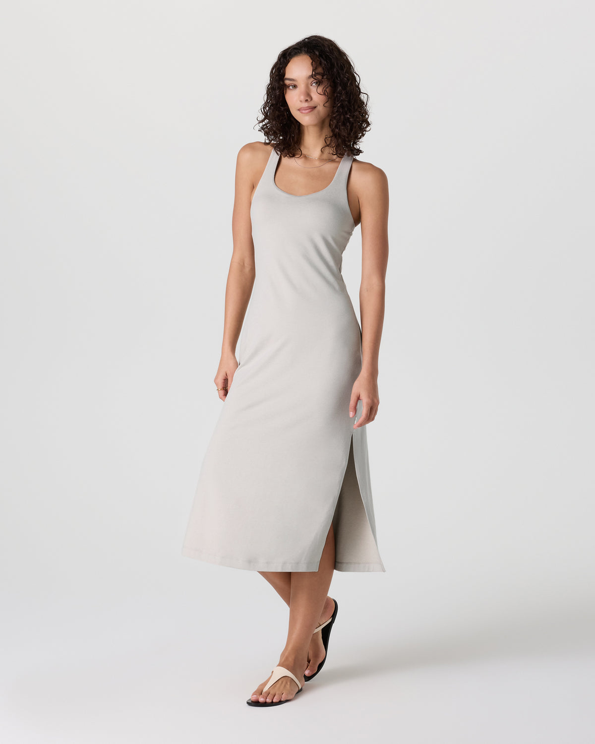 Women Vuori Halo Racerback Dress Ecru Heather
