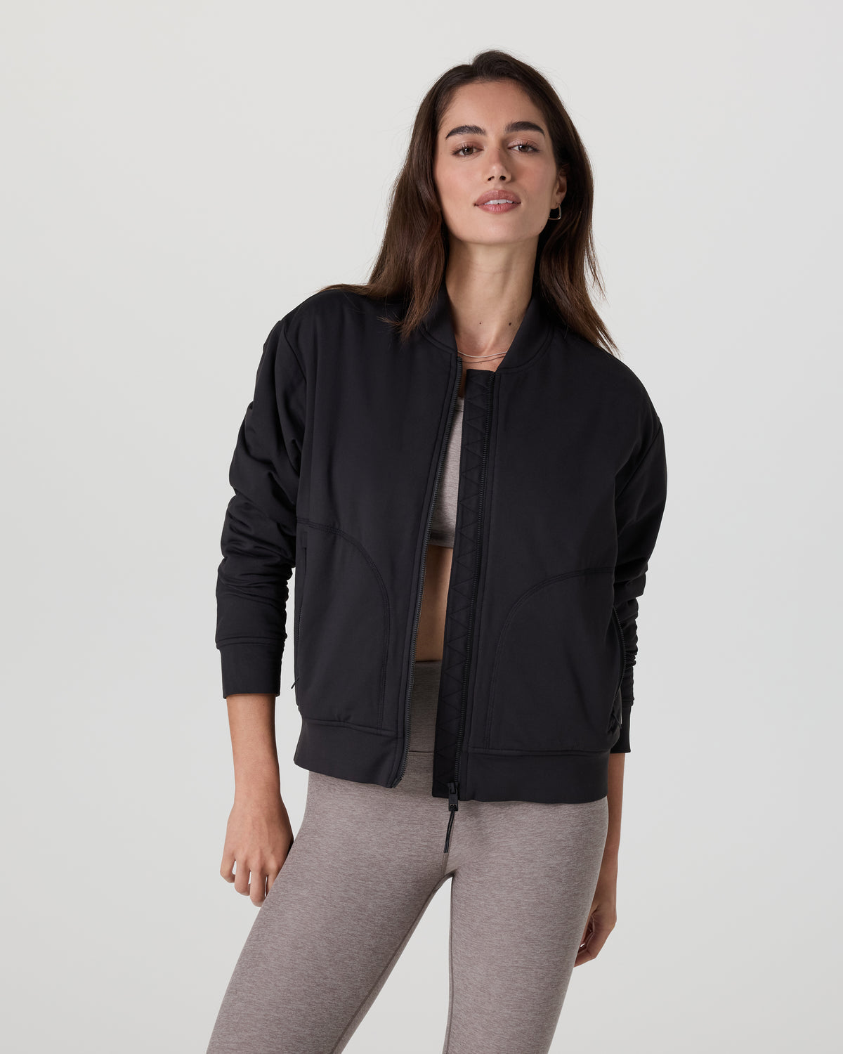 Women Vuori Halo Basin Bomber Women's Solid Black Jacket