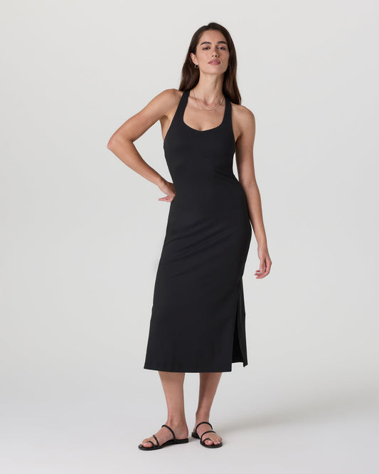 Women Vuori Halo Racerback Dress Solid Black