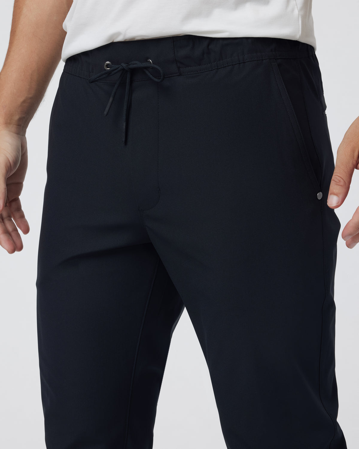 Men Vuori Meta Elastic Waist Pant Black 5-Pocket Stretch Pants