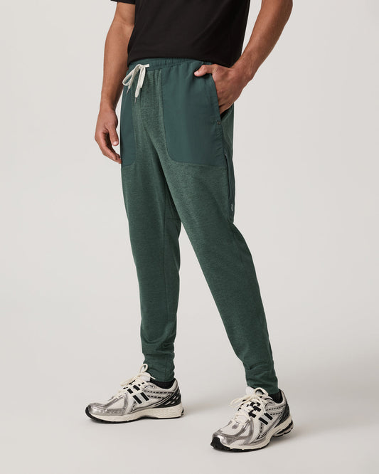 Men Vuori Men's Sunday Mixed Media Jogger 28" Agate Green Heather
