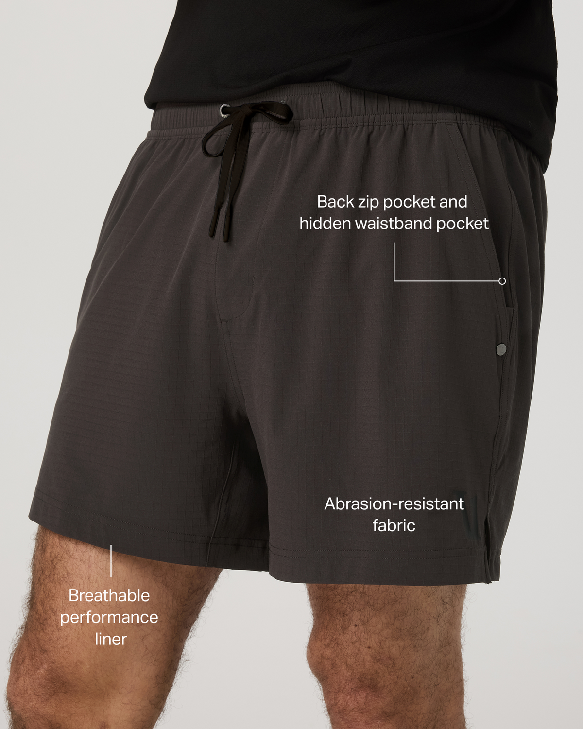 Men Vuori HardKore Short Lined 5" Men's Carbon Performance Shorts