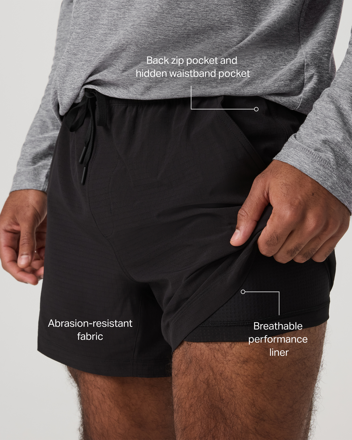 Men Vuori HardKore Short Lined 5" Men's Black Performance Shorts
