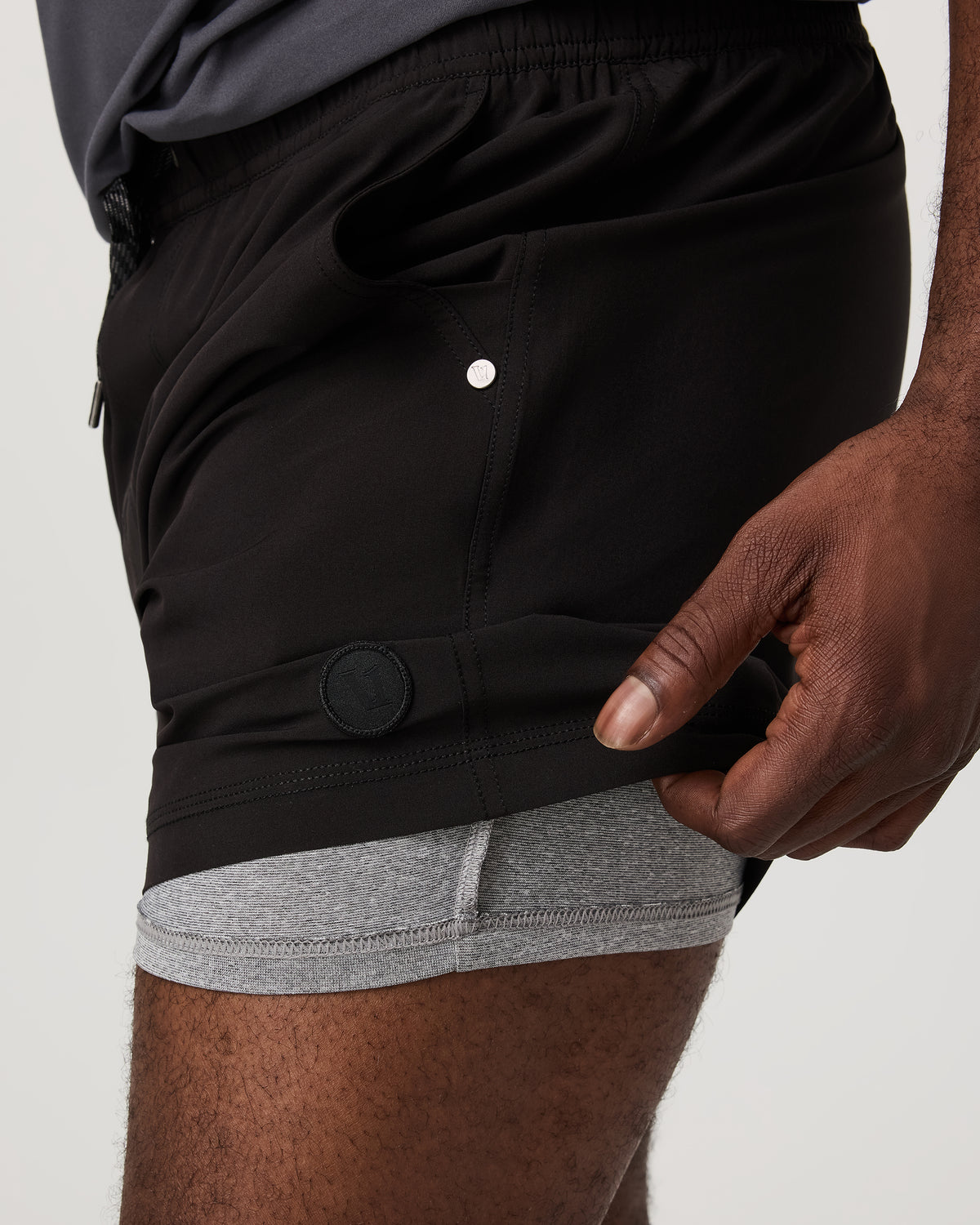Men Vuori Kore Short Lined 5" Black Tonal Athletic Shorts
