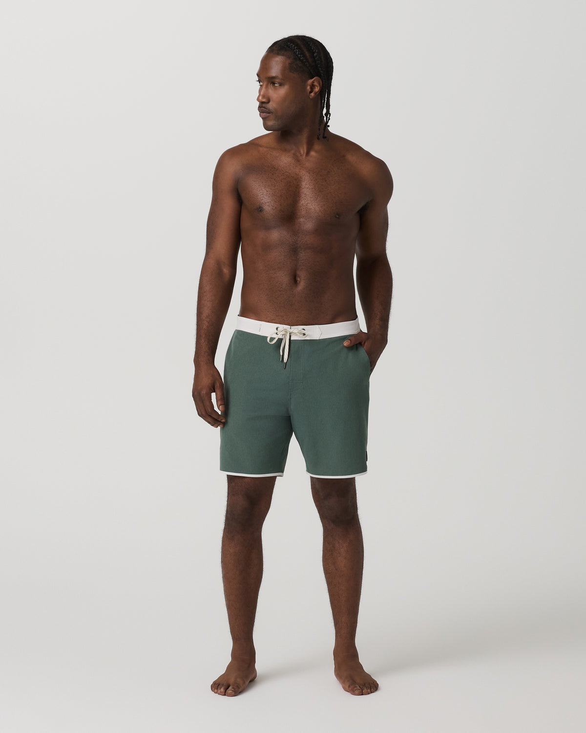Men Vuori Men's Cruise Boardshort 7" Agate Green Linen Texture