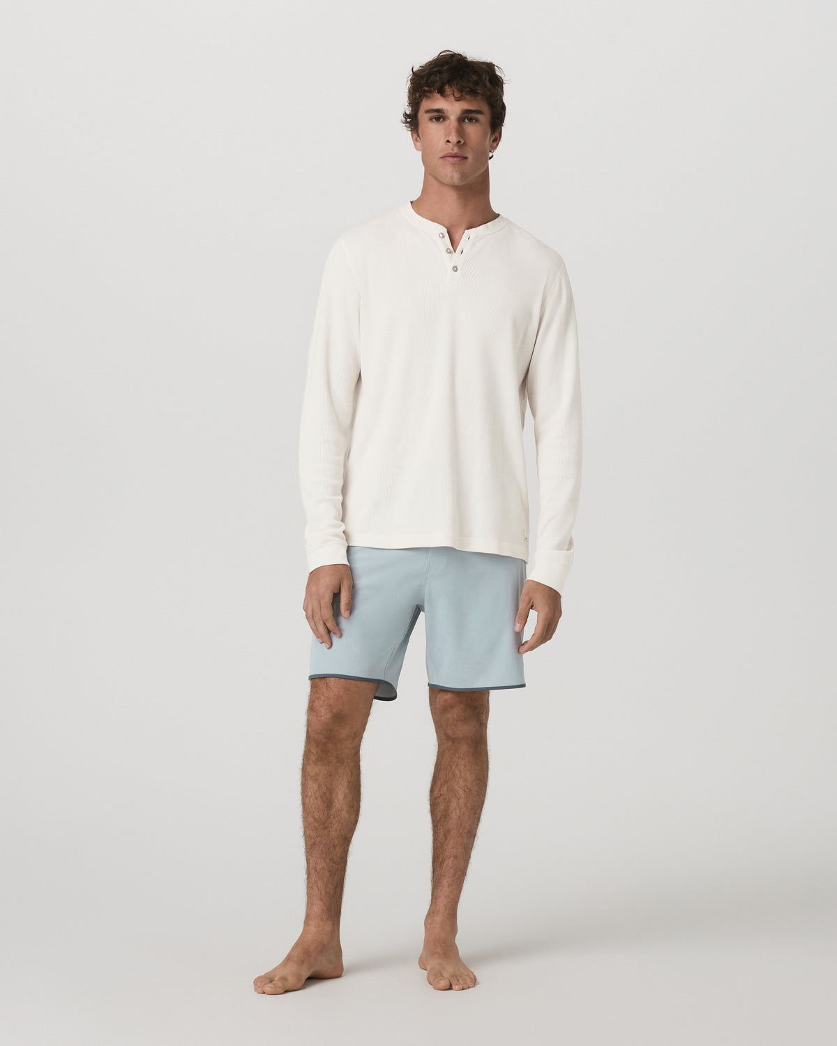 Men Vuori Cruise Boardshort 7" Men's Blue Haze Linen Swim Shorts