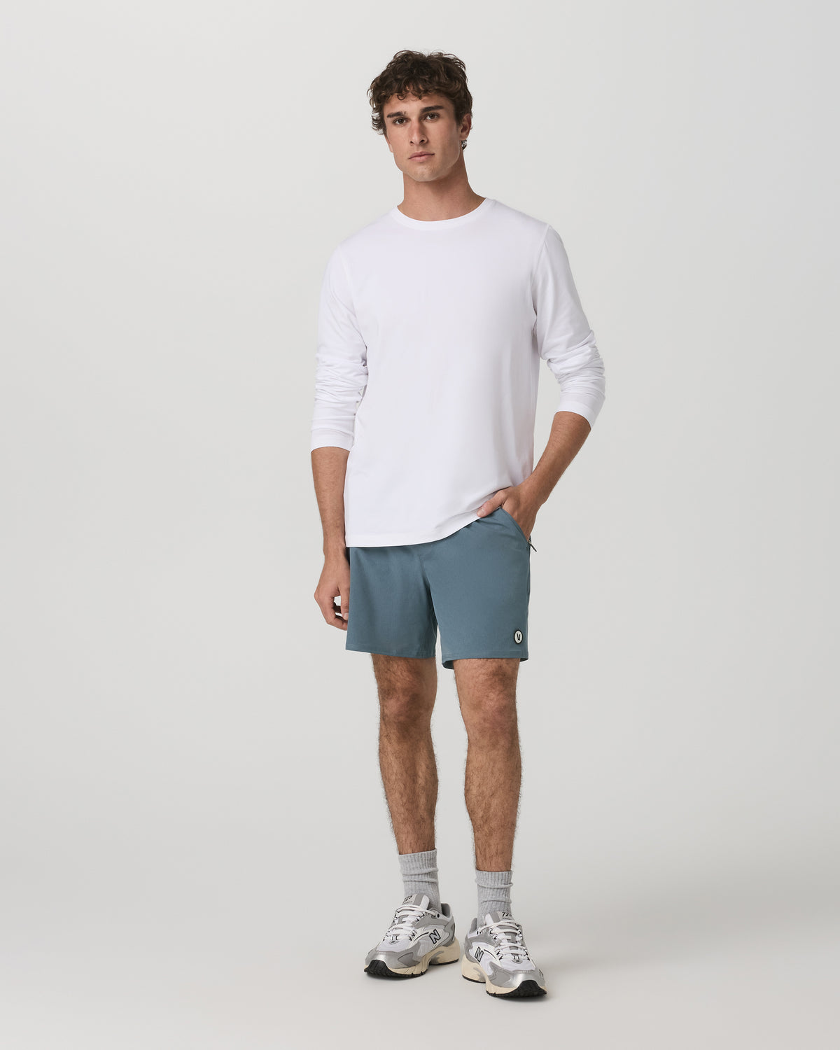 Men Vuori Maverick Volley Short Lined Men's Blue Sea Hybrid Shorts