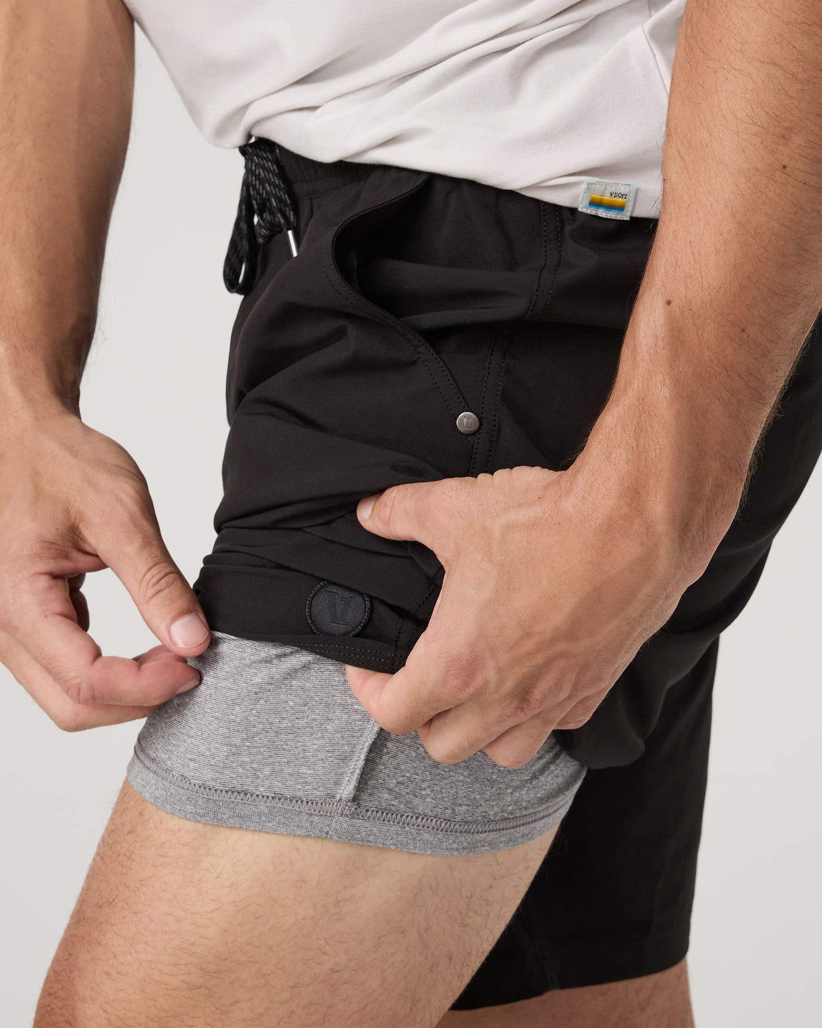 Men Vuori Kore Short Lined 9" Black Tonal Athletic Shorts