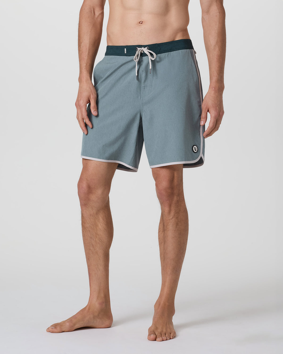 Men Vuori Cruise Boardshort Dusty Blue Linen Texture