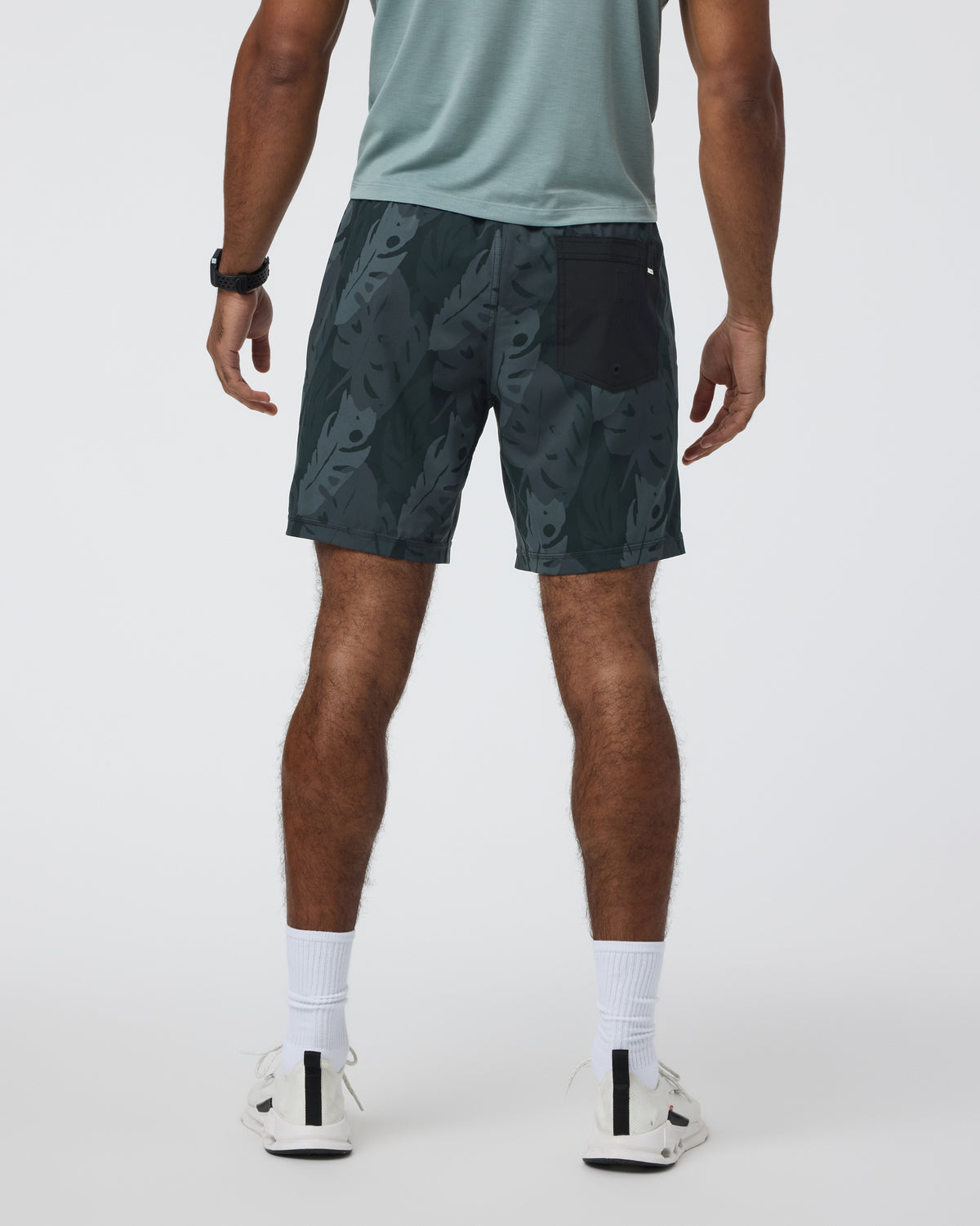 Men Vuori Kore Short Lined 7" Men's Black Leaves Athletic Shorts