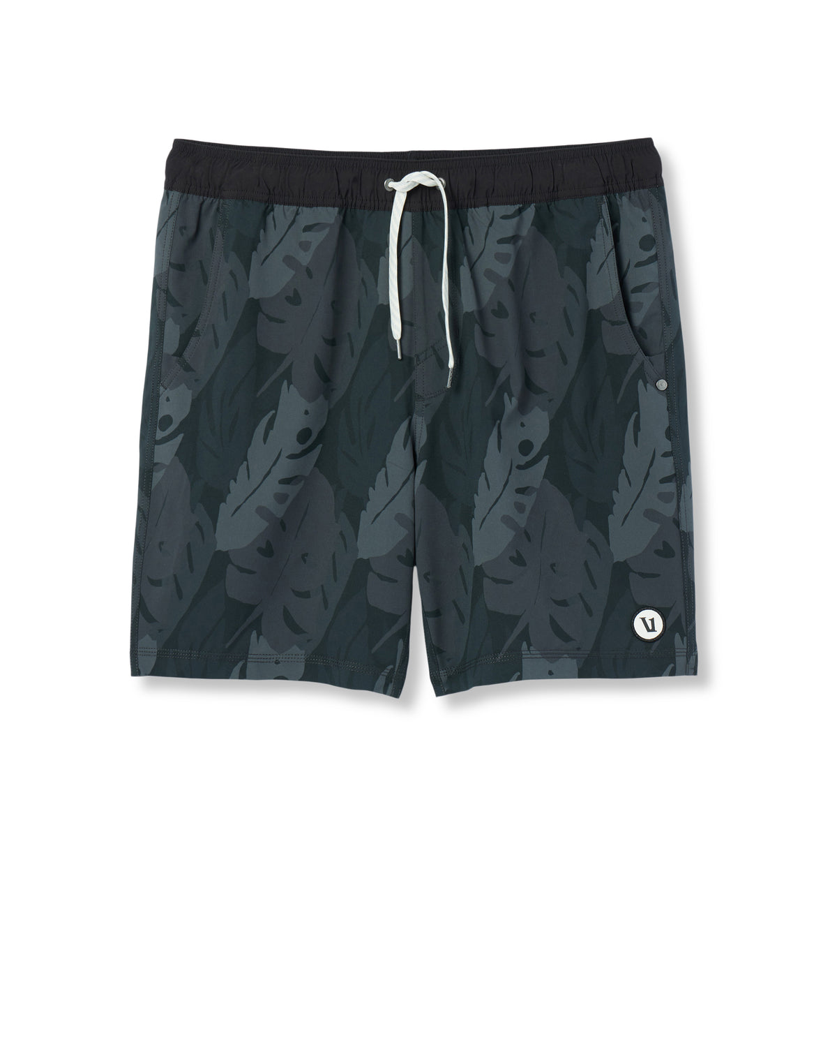 Men Vuori Kore Short Lined 7" Men's Black Leaves Athletic Shorts