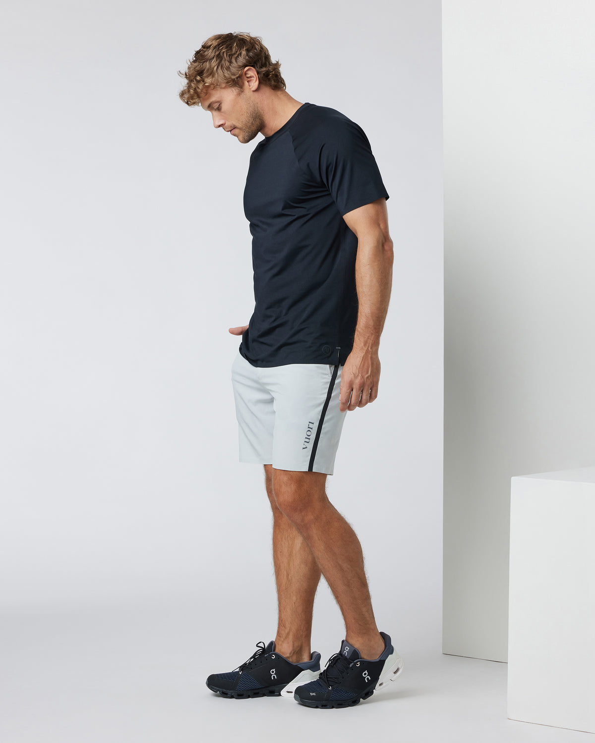 Men Vuori Domain Performance Short Sky Grey Workout Shorts