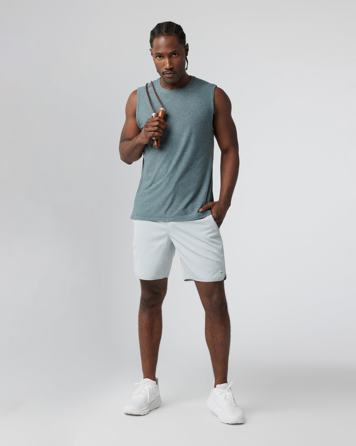 Men Vuori Banks Short Sky Grey Linen Texture Active Shorts