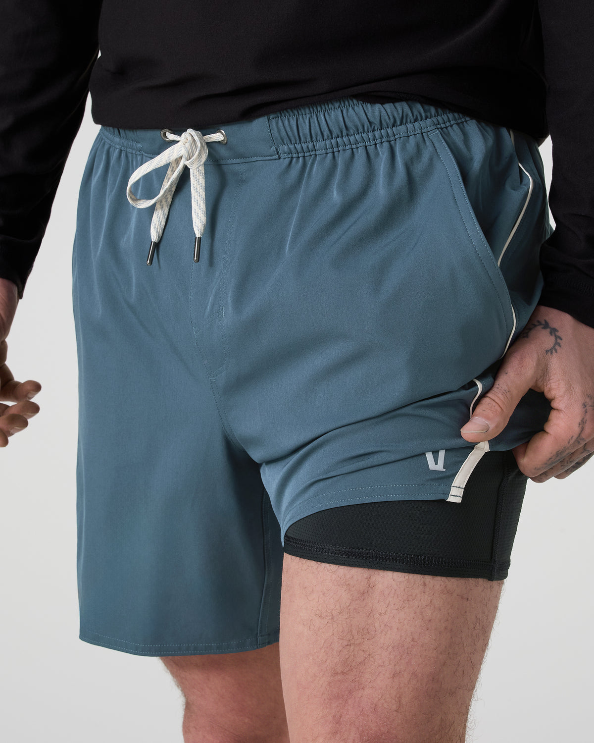 Men Vuori Trail Short 2.0 Pacific/Heather Grey Running Shorts