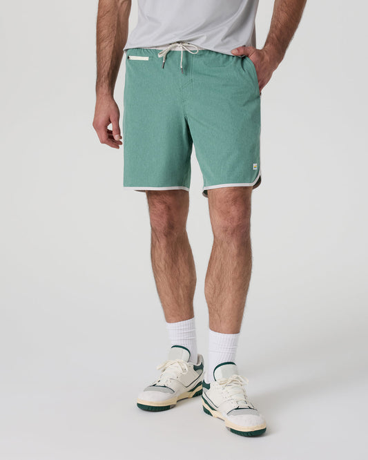 Men Vuori Banks Short Hedge Green Linen Texture
