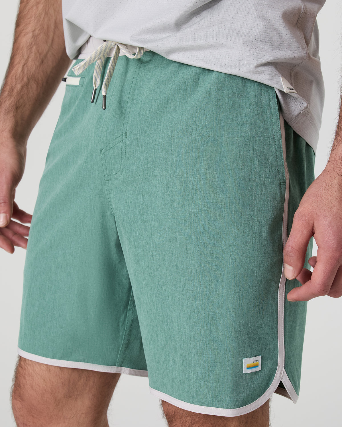 Men Vuori Banks Short Hedge Green Linen Texture