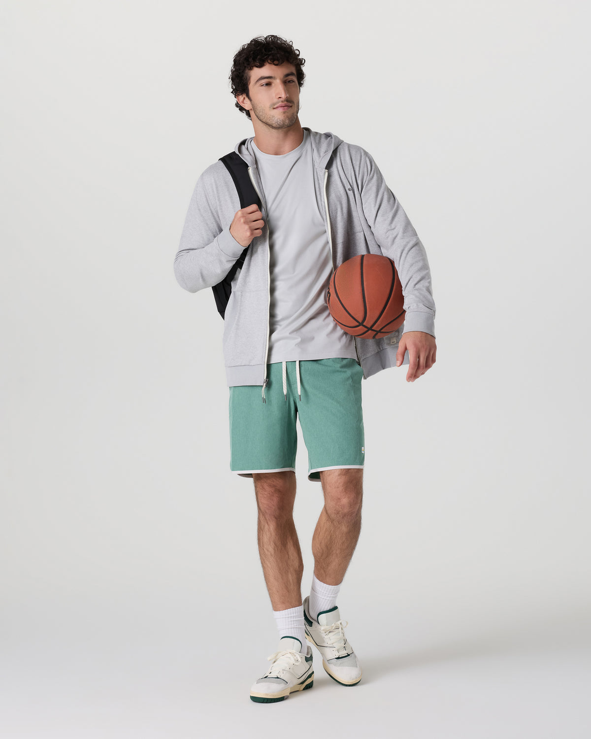 Men Vuori Banks Short Hedge Green Linen Texture