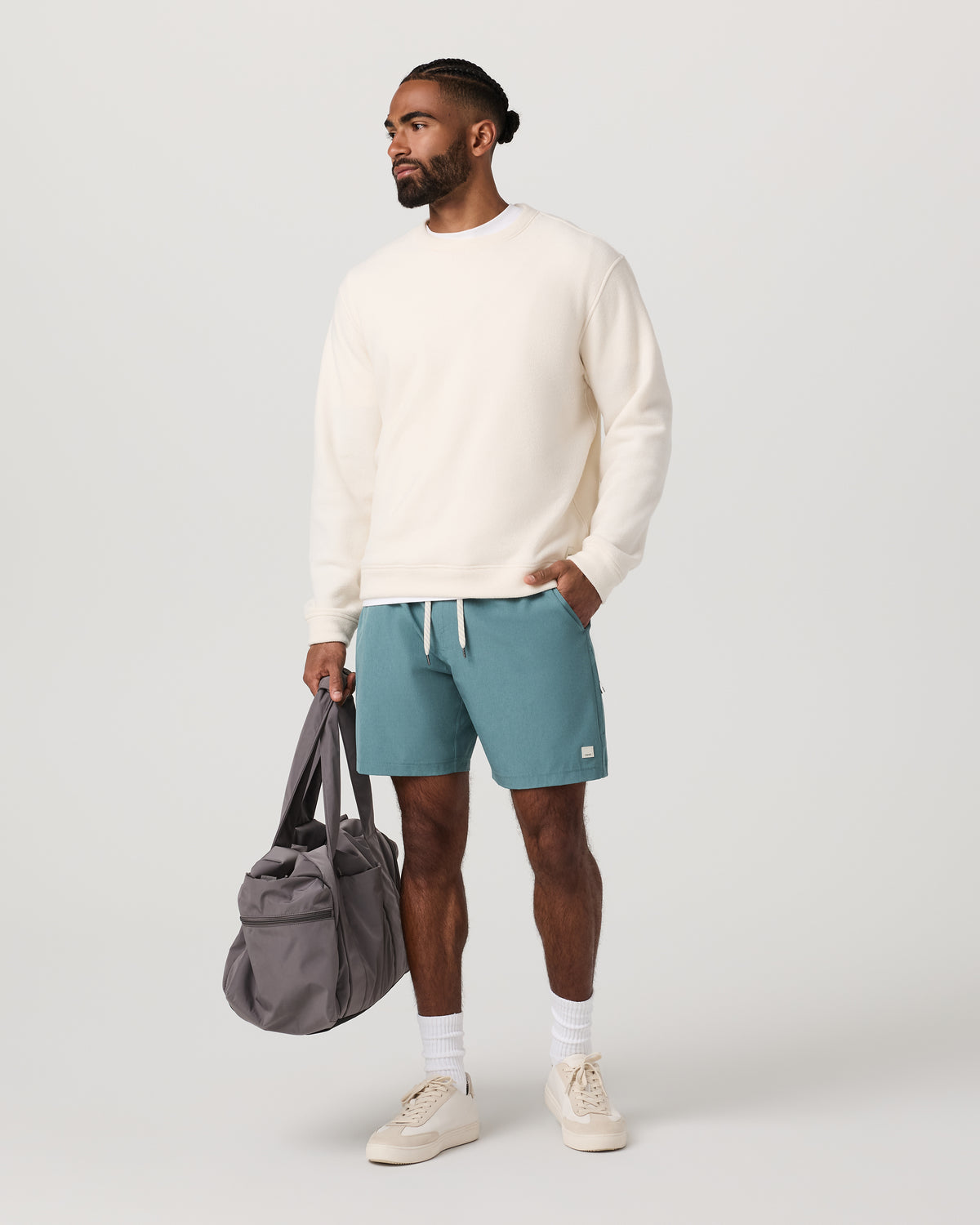 Men Vuori Banks Session Short Unlined 7" Bluegrass Linen Texture