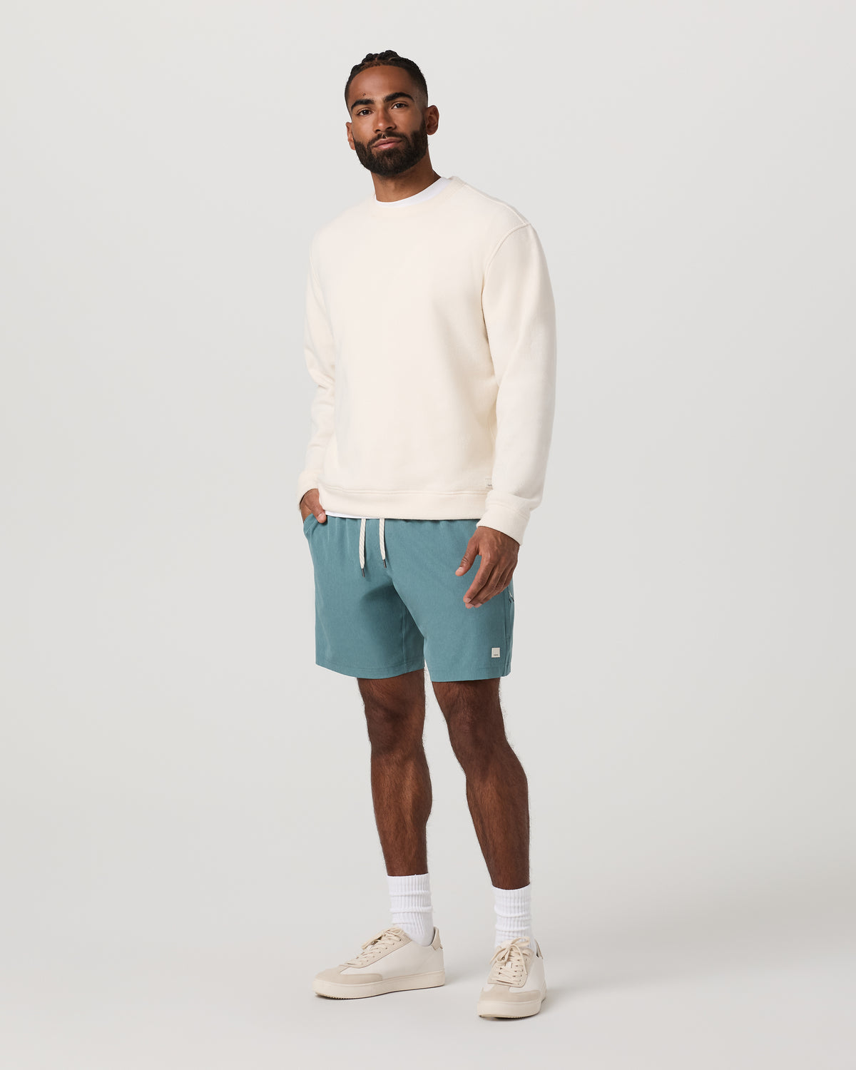 Men Vuori Banks Session Short Unlined 7" Bluegrass Linen Texture