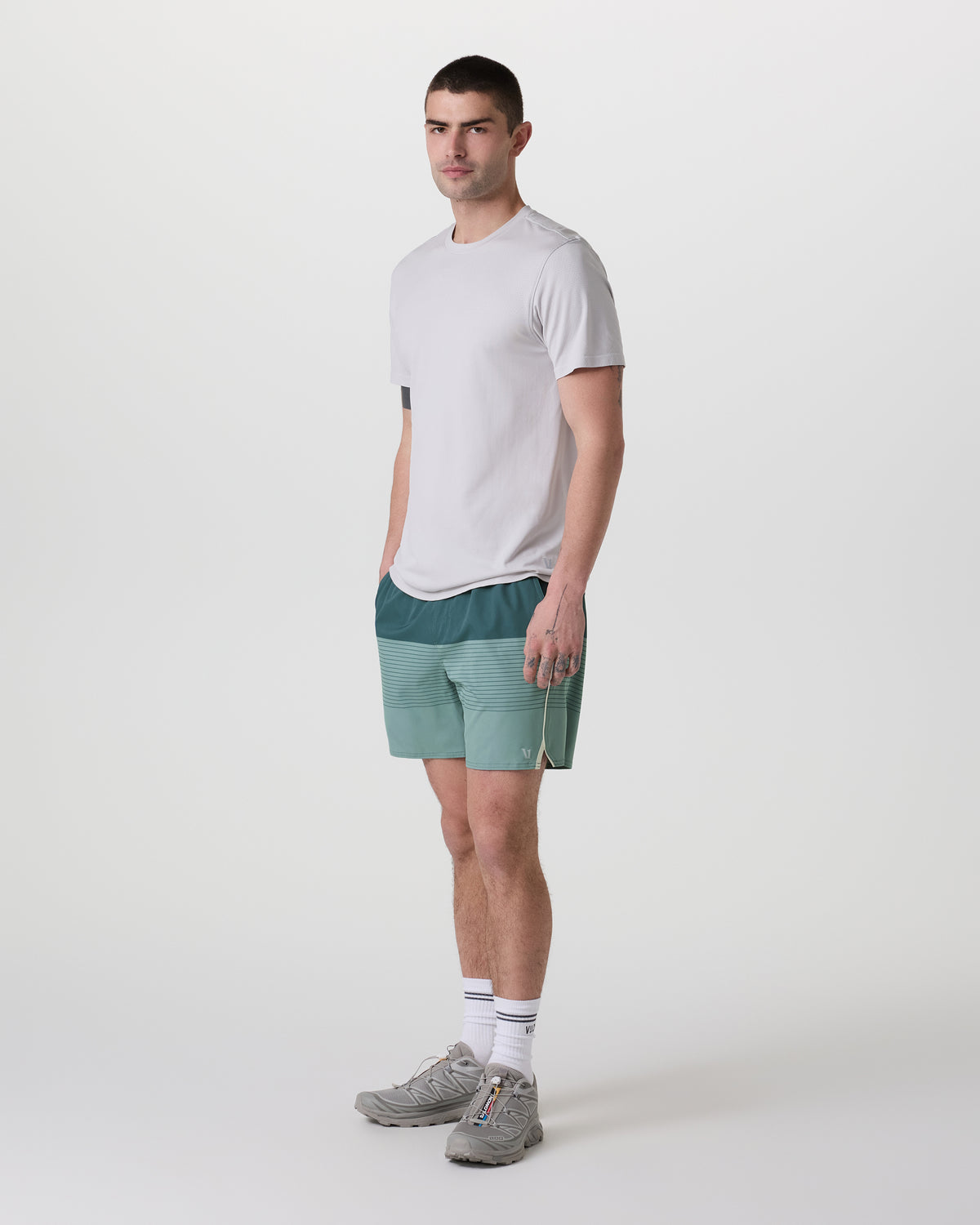 Men Vuori Trail Short 2.0 Light Deep Sea Stripe/Salt
