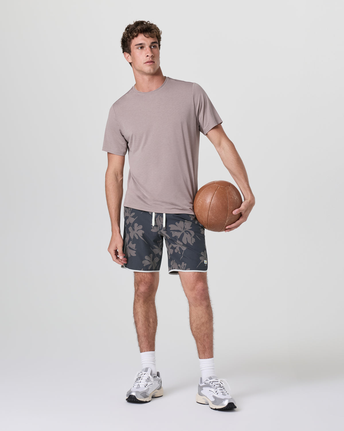 Men Vuori Banks Short Dark Pewter Plumeria Athletic Shorts