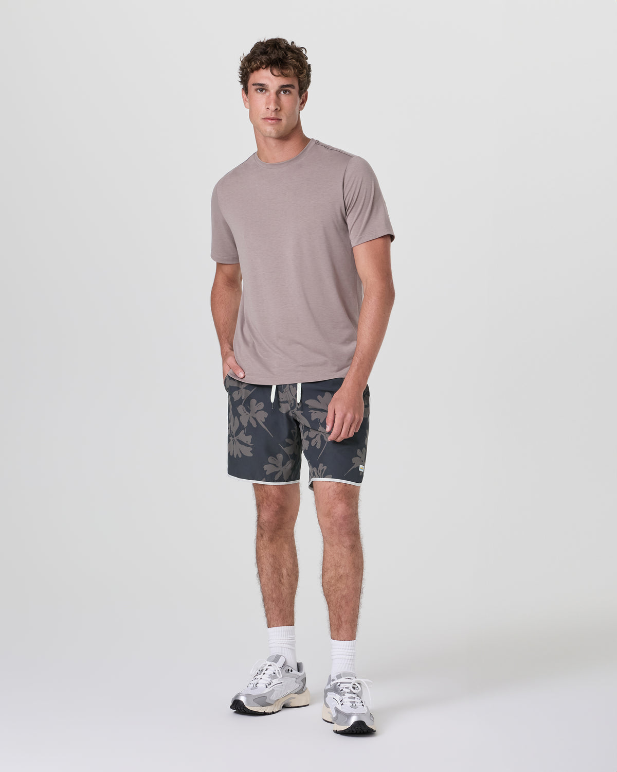 Men Vuori Banks Short Dark Pewter Plumeria Athletic Shorts