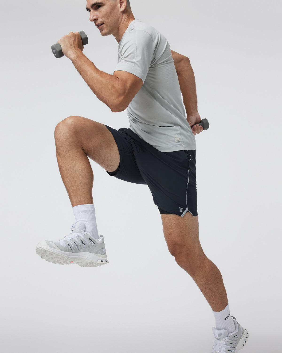 Men Vuori Trail Short 2.0 Black/Heather Grey Running Shorts