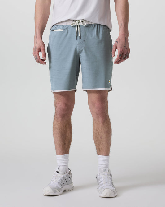 Men Vuori Banks Short Dusty Blue Slub Stripe Athletic Shorts