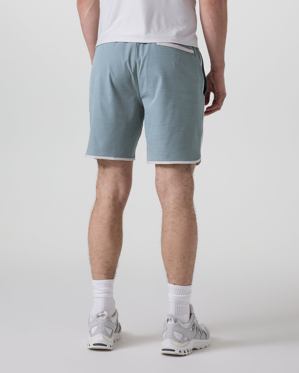 Men Vuori Banks Short Dusty Blue Slub Stripe Athletic Shorts