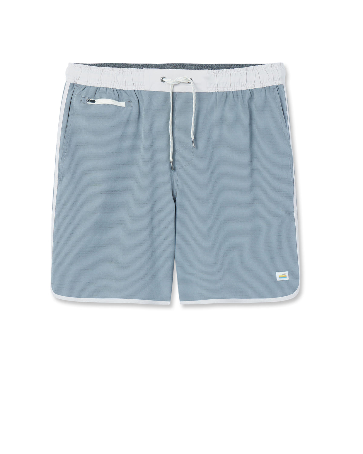Men Vuori Banks Short Dusty Blue Slub Stripe Athletic Shorts