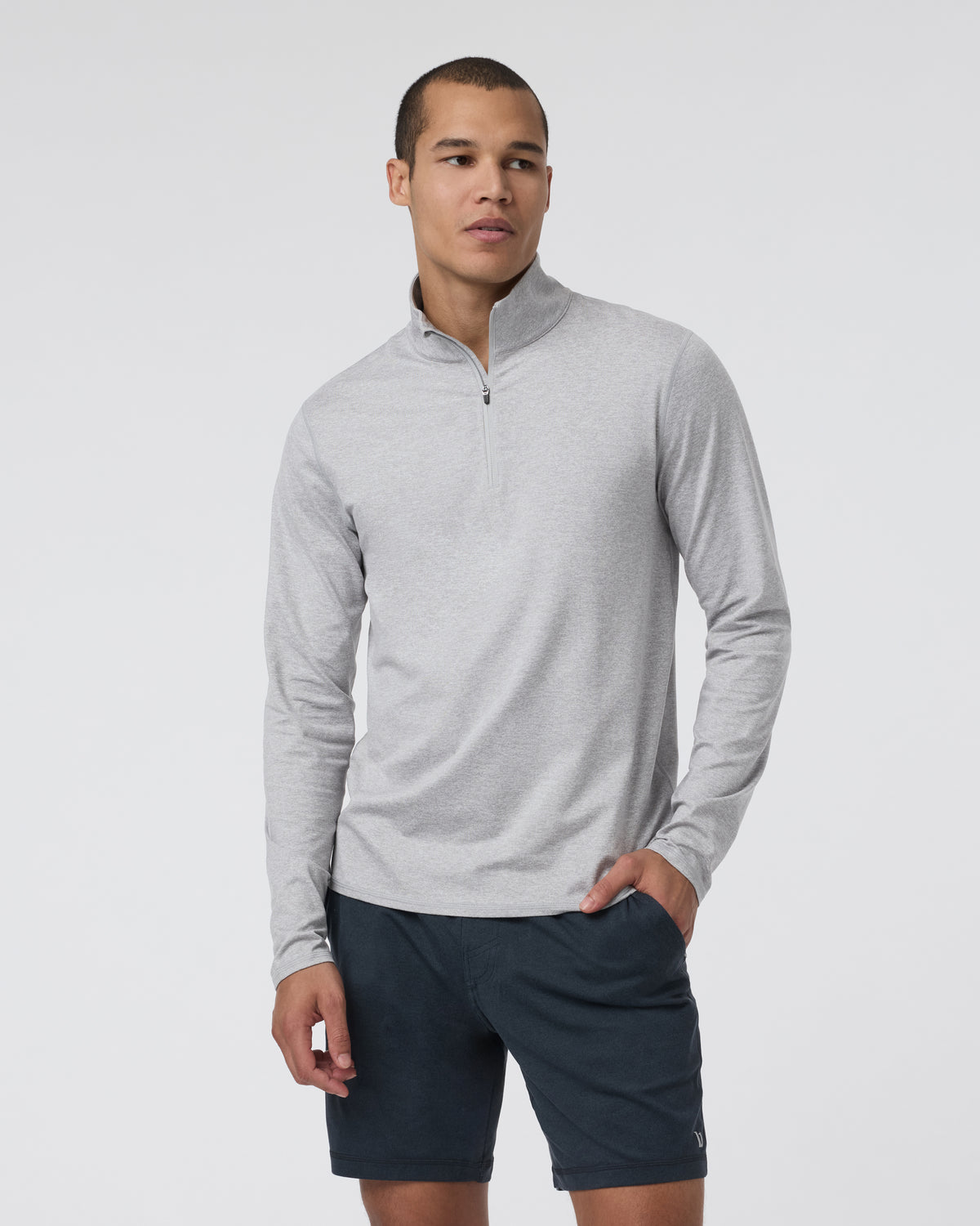 Men Vuori Ponto Half Zip Mock Neck Light Heather Grey