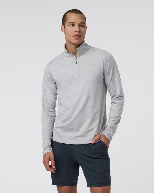 Men Vuori Ponto Half Zip Mock Neck Light Heather Grey