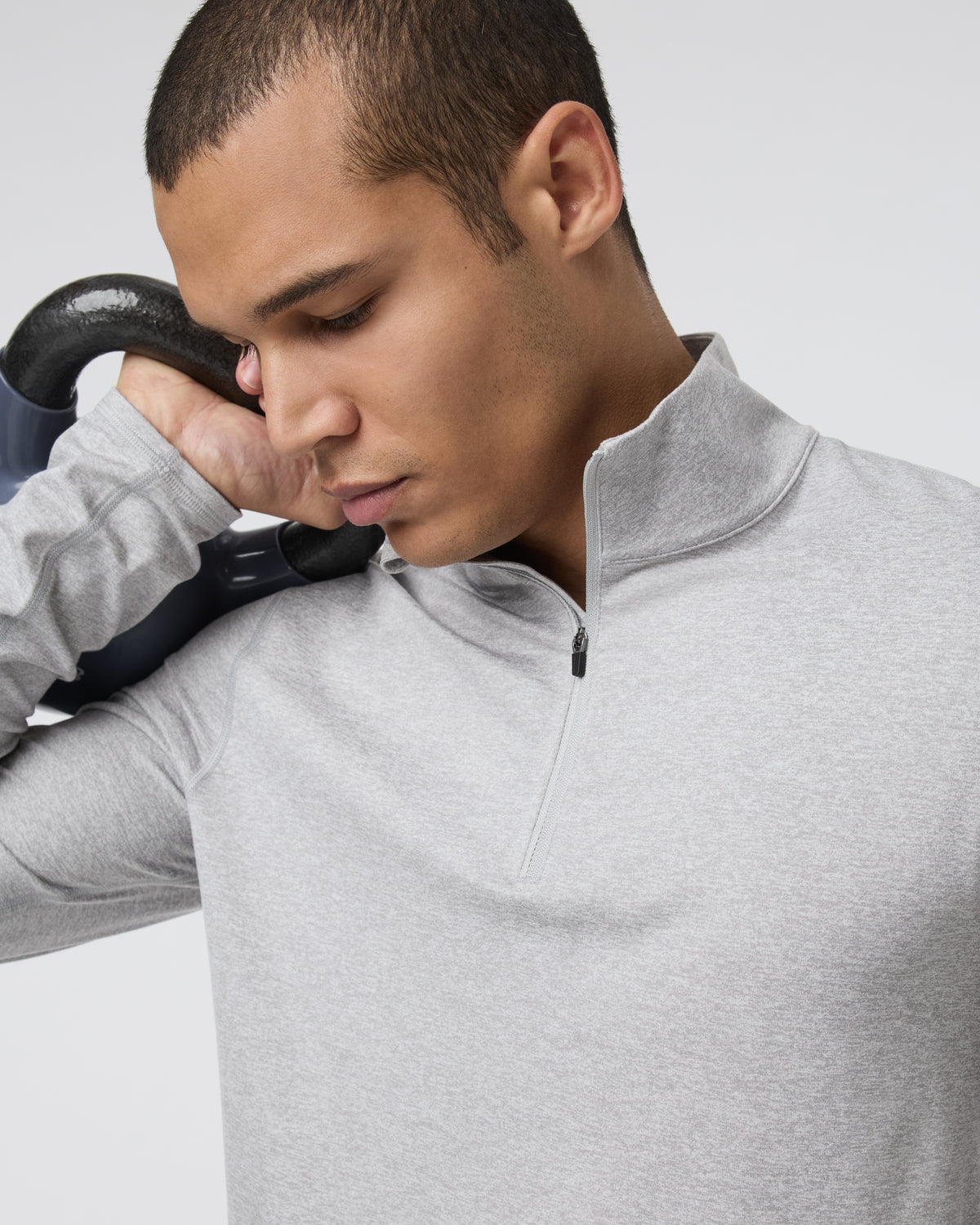 Men Vuori Ponto Half Zip Mock Neck Light Heather Grey