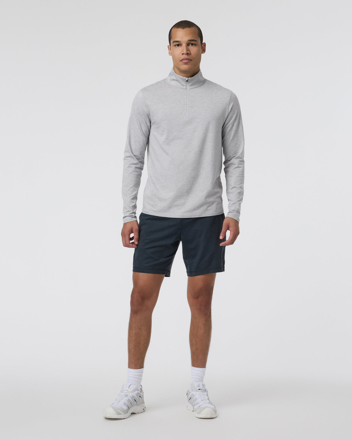 Men Vuori Ponto Half Zip Mock Neck Light Heather Grey