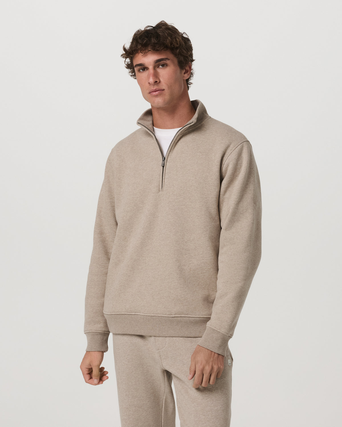 Men Vuori Seaside Half Zip Men's Acorn Heather Fleece Pullover