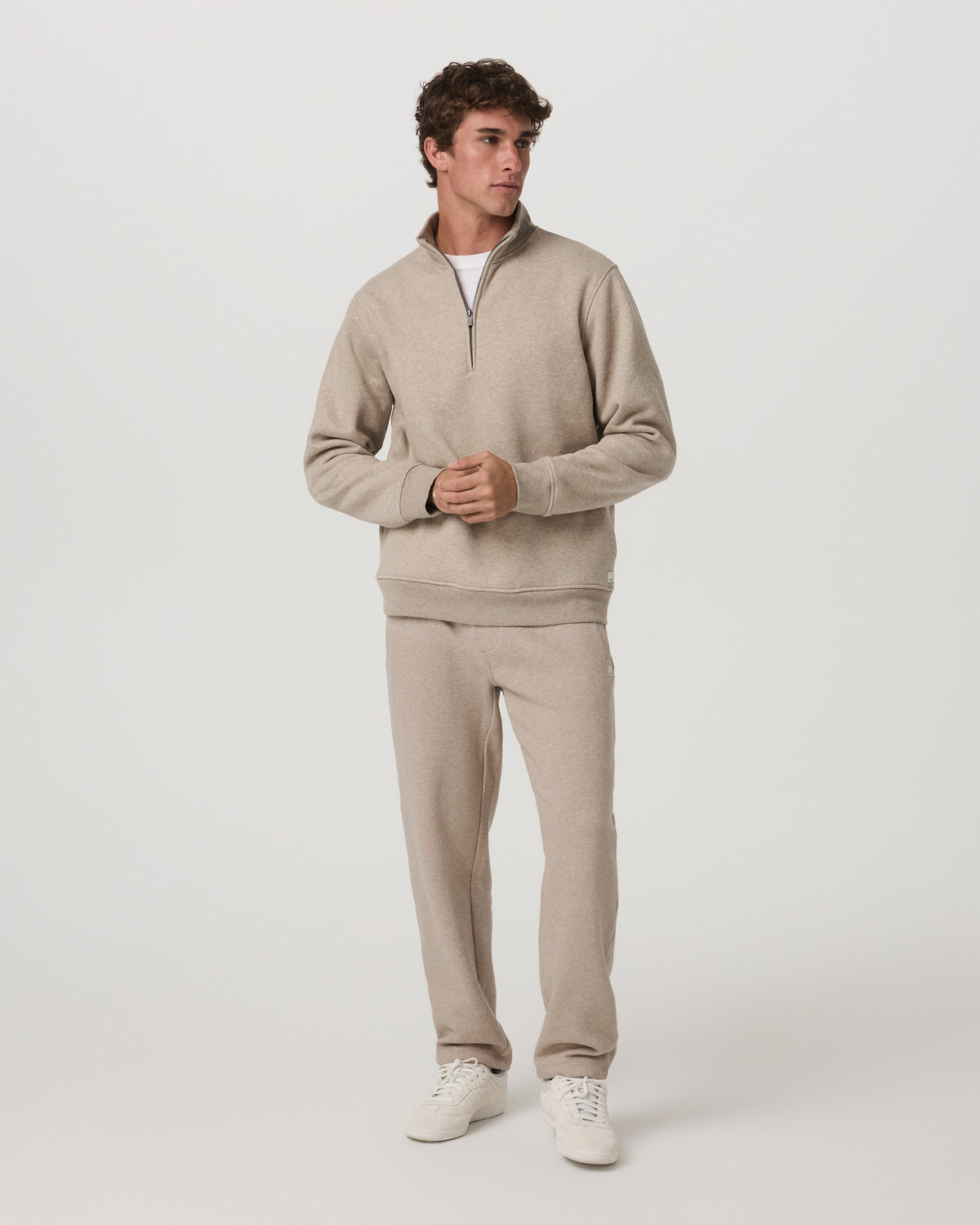 Men Vuori Seaside Half Zip Men's Acorn Heather Fleece Pullover